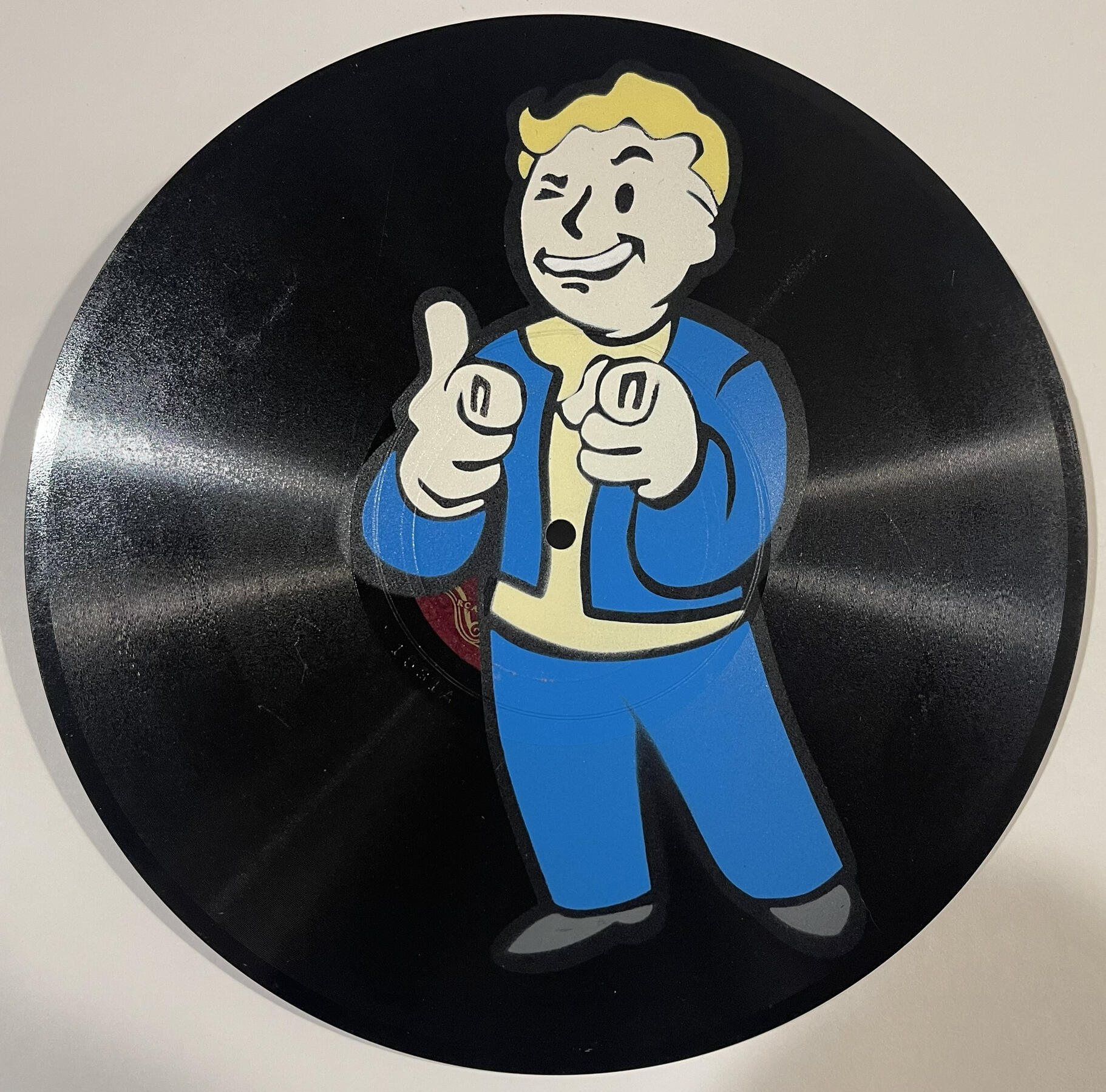 Vault Boy - Finger Guns on Vintage 78